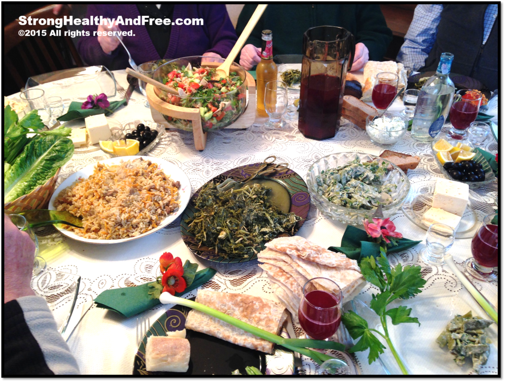 A tradtional family dinner table